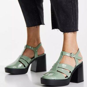 ASOS DESIGN Sabina cut-out heeled shoes in sage green